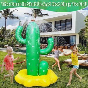 Giant Inflatable Cactus Sprinkler for Kids Ages 3+, 64" Large Outdoor Water Toy